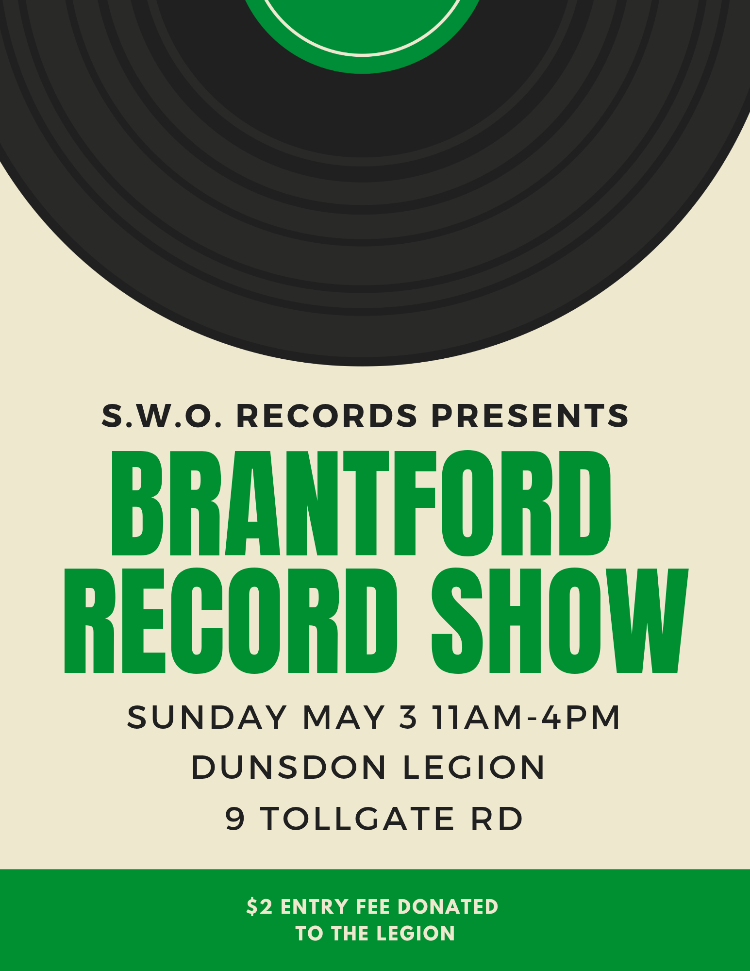 Promotional material for the Brantford Record Show