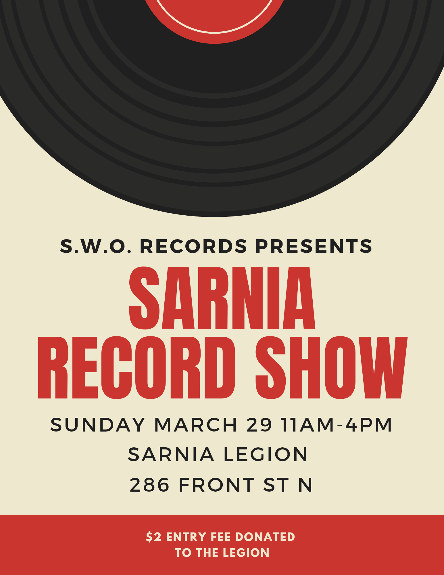 Promotional material for the Sarnia Record Show