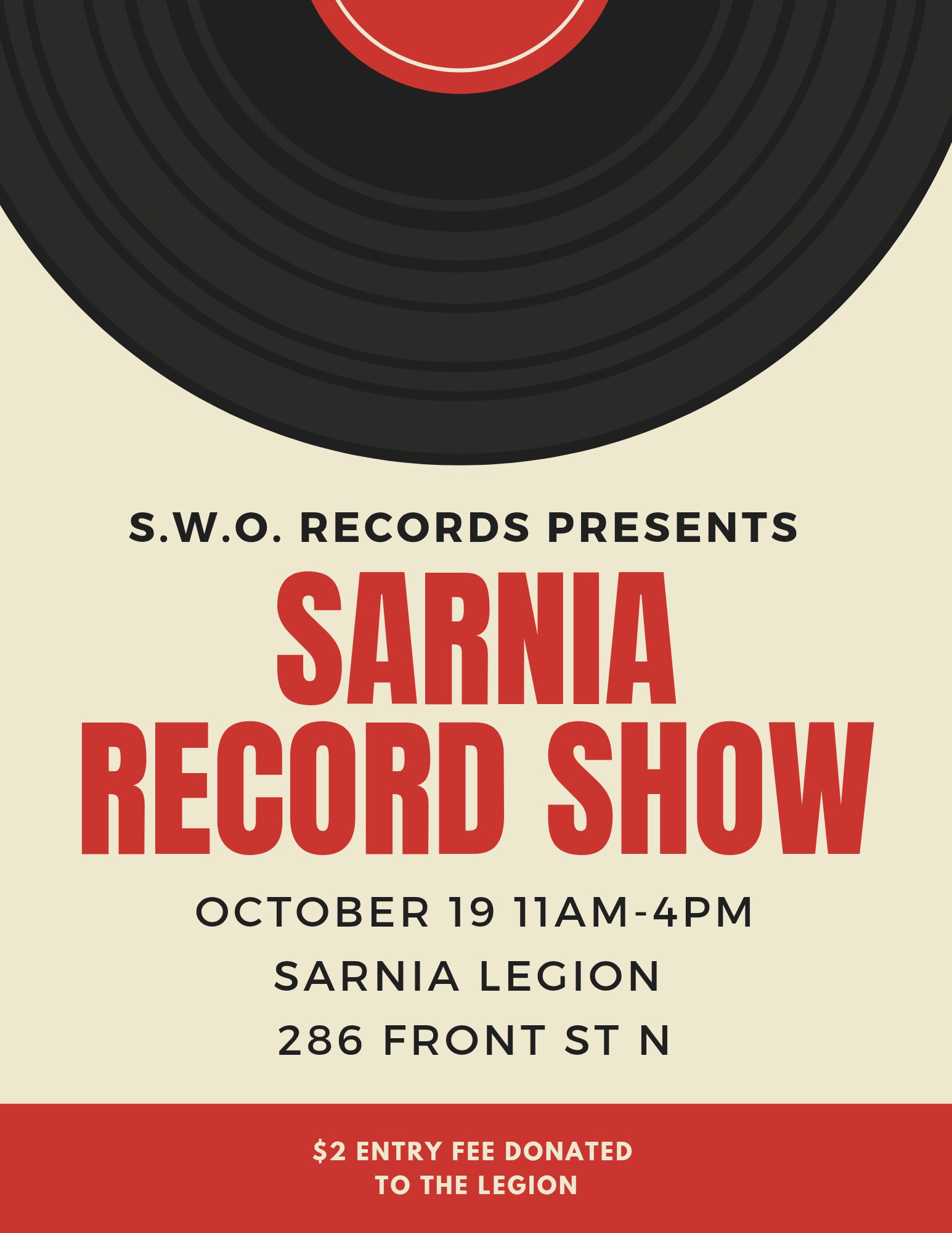 Promotional material for the Sarnia Record Show